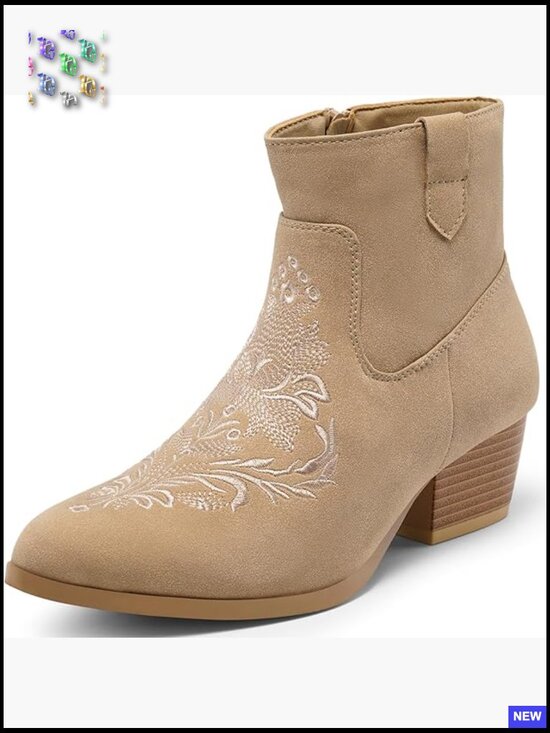 Shoes - Suede Chunky Low Heel Ankle Booties Side Zip Classic Fall Boots